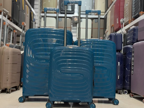 ست چمدان نشکن 3 تیکه پلی پروپلین فیروزه ای